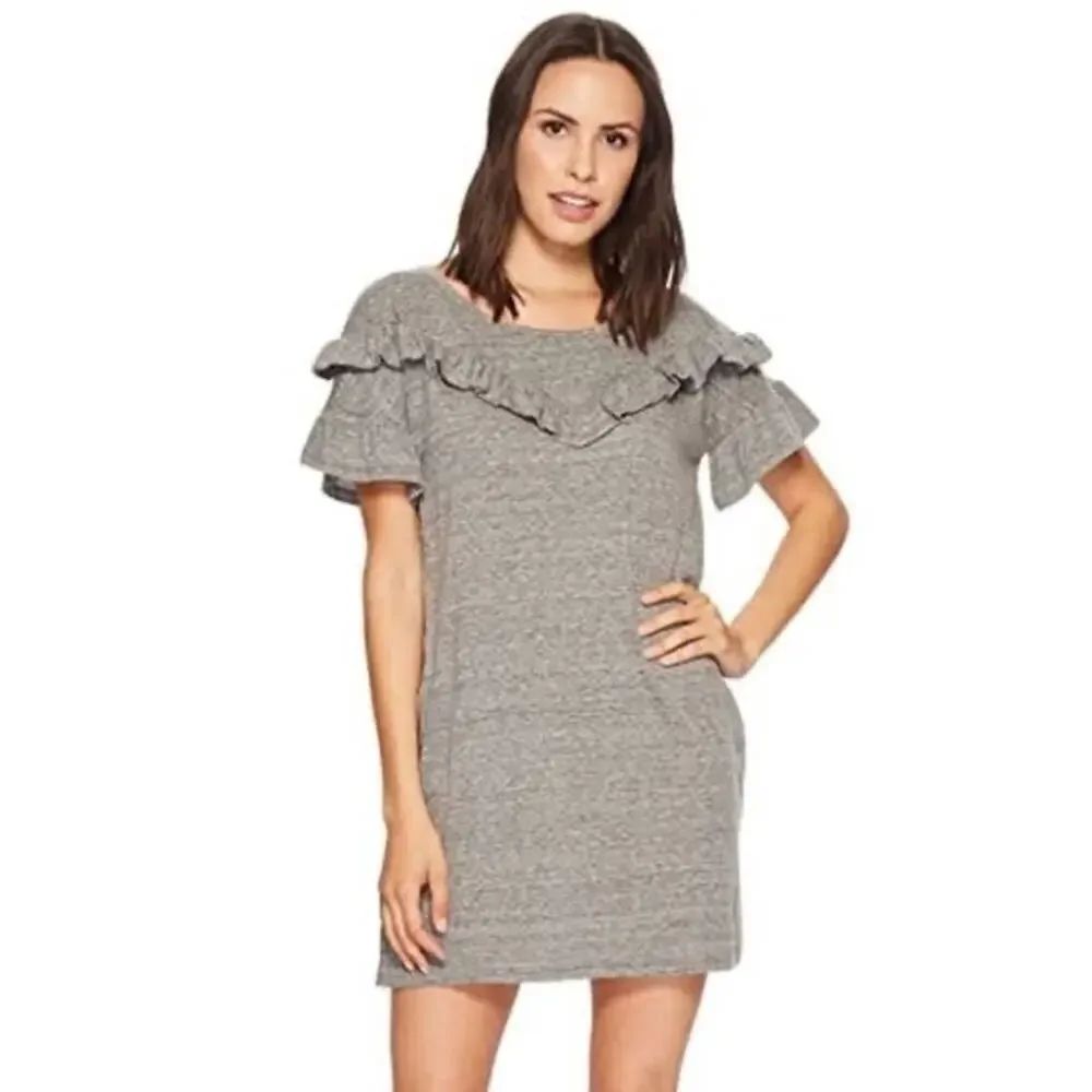 PAIGE ADALIE RUFFLE TEE SHIRT MINIDRESS W/ POCKETS -S